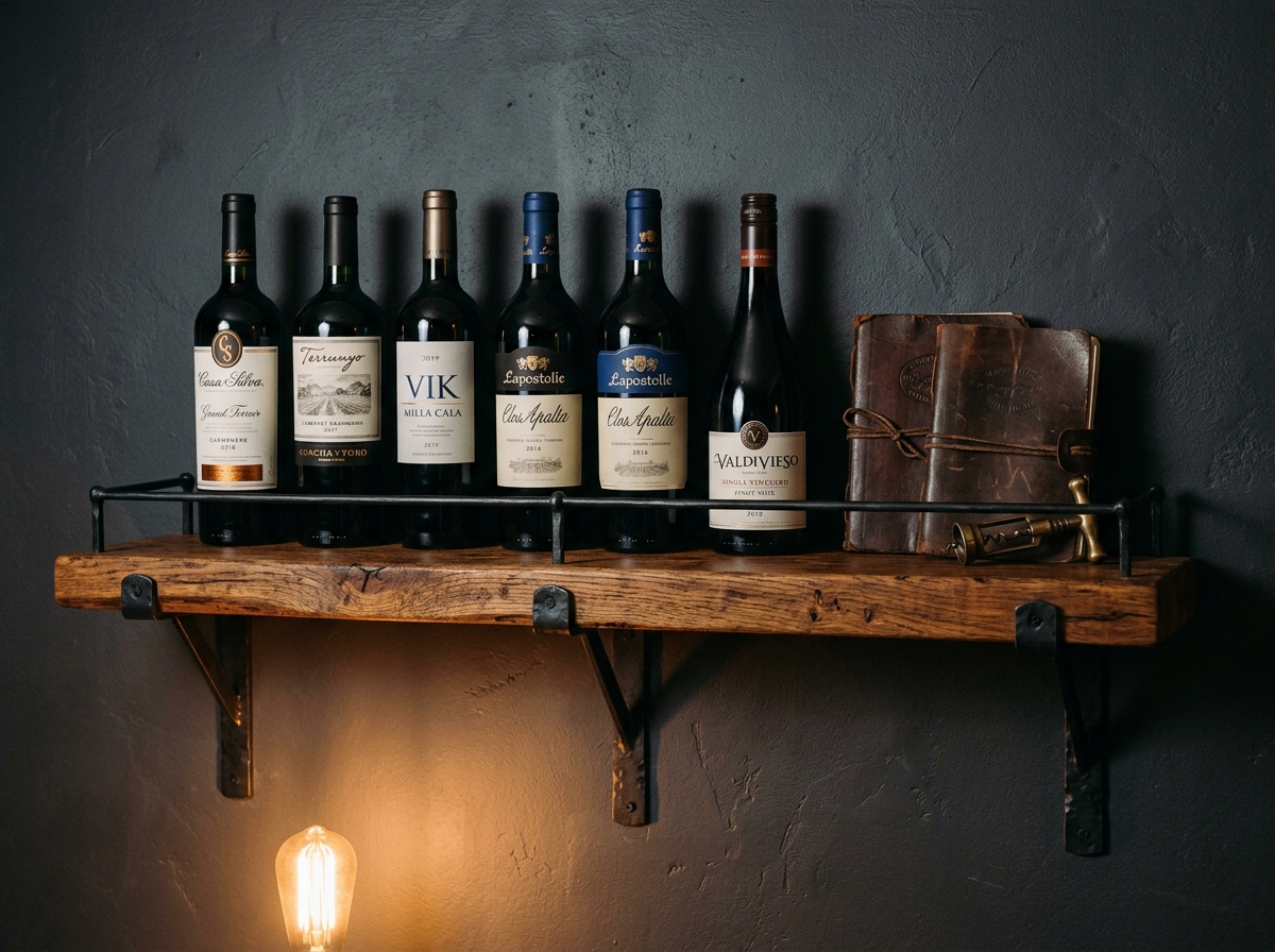 Repisa de vinos con baranda
